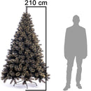 Albero di Natale Luxury 210 cm 1106 Punte Nero e Oro Base a Croce Design Premium