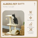 Tiragraffi per Gatti Albero a 3 Livelli 40x35x72 cm in Peluche e Sisal Crema  