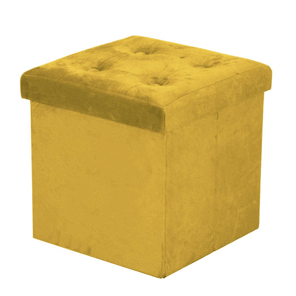 sconto Pouf Contenitore Pieghevole 38x38xh38 cm in Velluto Giallo