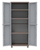 Armadio Modulare da Esterno 68x37,5x170 cm 2 Ante 3 Ripiani in Polipropilene Jrattan Tortora e Grigio