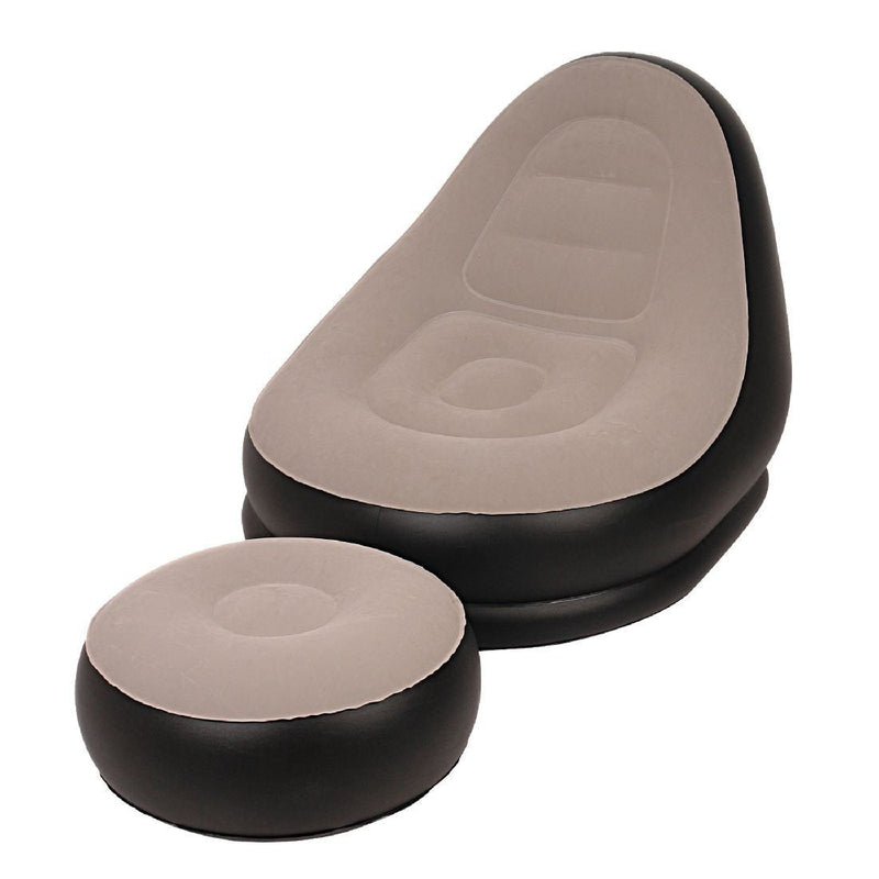 Pouf Poltrona Gonfiabile Floccato 125x100x85cm Jilong Deluxe Lounge Beige e Marrone