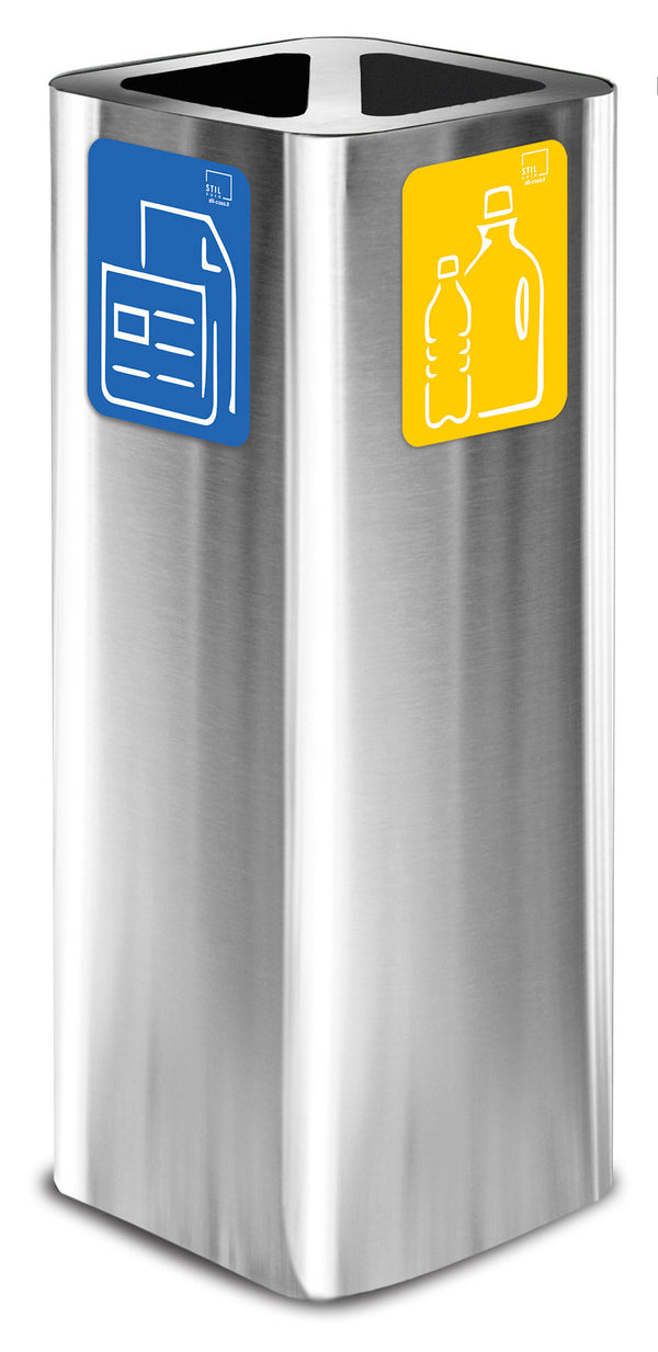 prezzo Pattumiera Per Raccolta Rifiuti 30x30xh80 cm In Acciaio Inox Cover a 2 Scomparti Argento