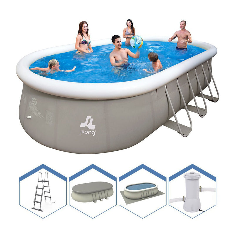 Piscina Fuori Terra Ovale 732x360x122cm Jilong Grigia