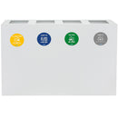 Pattumiera per Raccolta Differenziata 4 Scomparti 240 L 120x30x80 cm in Acciaio Verniciato Bianco