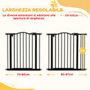 Cancelletto per Cani Estensibile 74-87x78 cm con 2 Blocchi e Chiusura Automatica in Metallo e Plastica Nero  