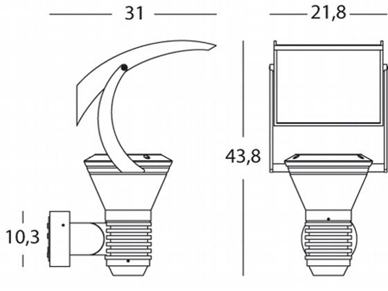 Lampada Applique Grande con Vela Colore Grigio per Esterno Linea Sail Livos