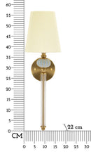 Lampada da Muro Varsavia 17x22x57 cm in Ferro e Vetro e Tessuto Oro e Bianco      