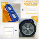Carrello Pulizie 3 Ripiani Sacco da 100L 121x50,5x96,5 cm Blu Giallo e Grigio  