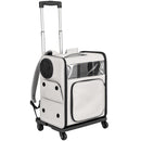 Trasportino per Cani e Gatti 34x28x43 cm con Ruote Manico Telescopico e 2 Finestre in Rete per Animali Fino a 5 kg Grigio      
