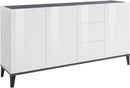 Credenza 3 Ante + 3 Cassetti 160x40x82 cm Sunrise Bianco Lucido e Ardesia