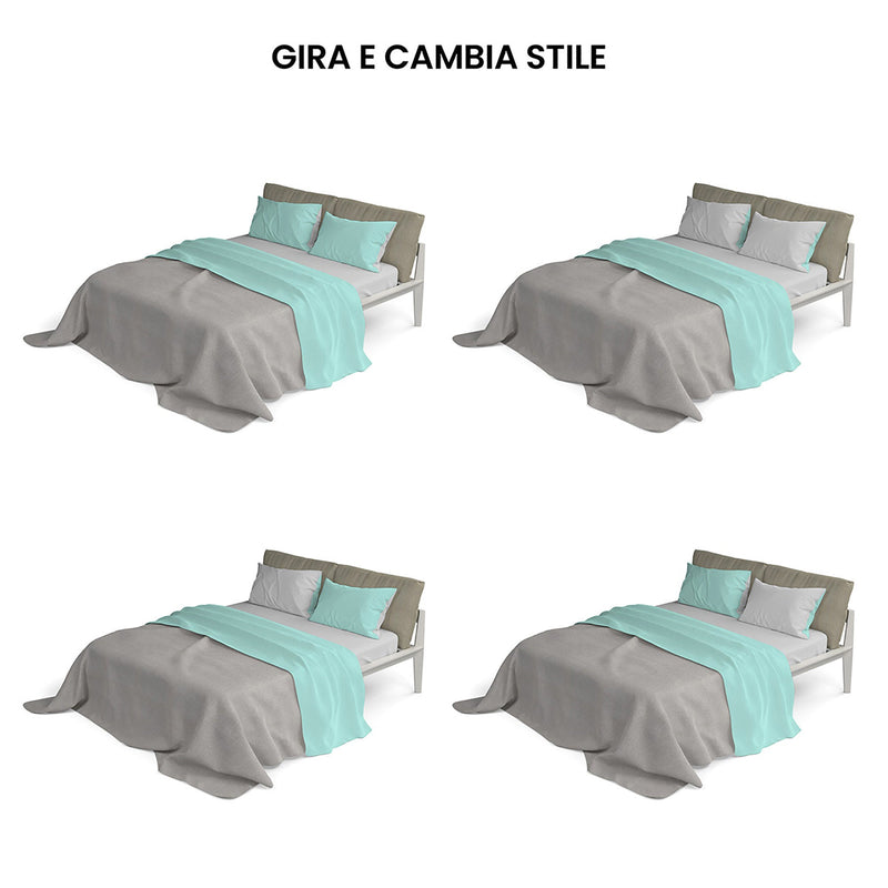 Set Lenzuola Sopra Sotto e Federe Doubleface Verde Acqua\/Grigio Chiaro