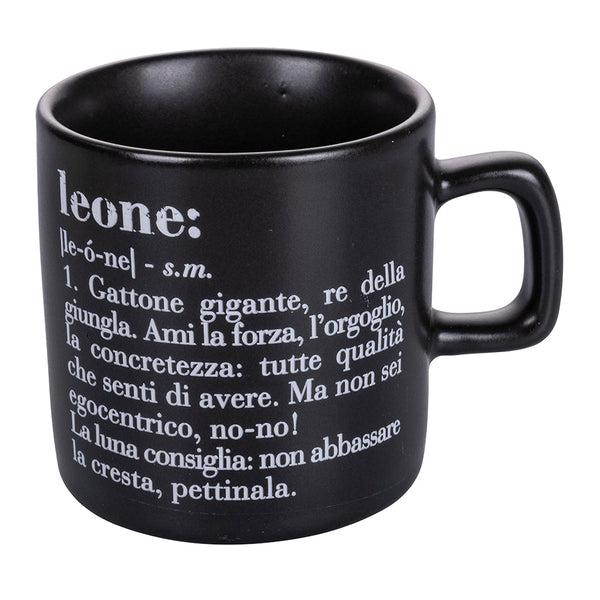 online Tazzina Caffè Zodiaco "leone" Ø6x6,5 cm in Bone China VdE Tivoli 1996 Nero