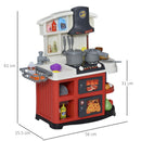 Cucina Giocattolo per Bambini 56x25,5x61 cm con Utensili Bianco e Rossa