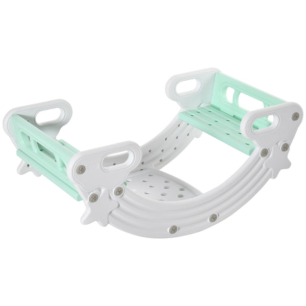 Set 2 in 1 Dondolo e Tavolo con Sedie per Bambini 100x54x42 cm in HDPE Grigio e Verde acquista