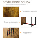 Set Bancone Bar con 2 Sgabelli Alti e Mensole Marrone Rustico