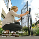 Cancello 100x6x131 cm Serratura e Chiavi con 2 Montanti in Metallo Galvanizzato Nero      