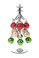 Set 2 Albererlli di Natale 21 cm con Ornamenti in Vetro 