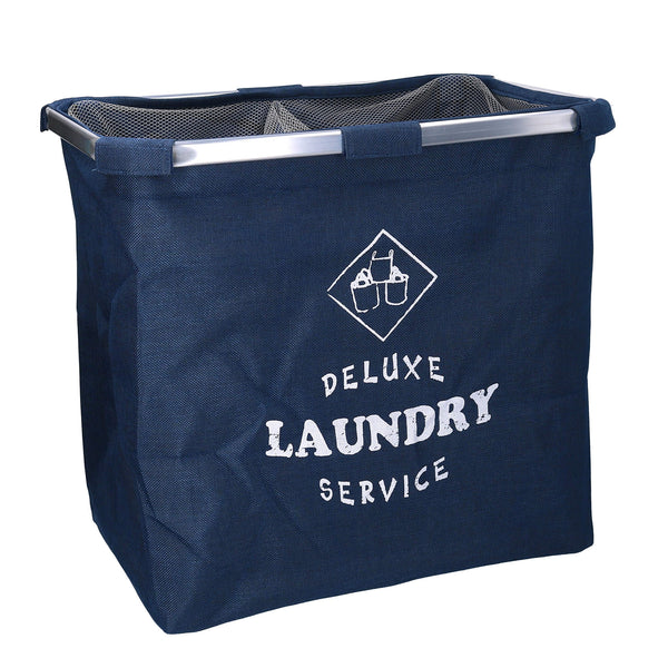 online Cesto Portabiancheria in tessuto sacco blu doppio pieghevole cm 54x34,5xh50,5