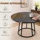 Tavolo da Pranzo Rotondo Ø120x75 cm per 4-6 Persone Stile Industriale in MDF e Metallo Marrone Rustico e Nero      