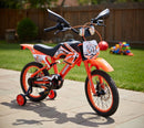 Bicicletta per Bambini 16" Freni a Disco e Rumore del Motore in Accelerazione Magik-Bike Motocross Arancione