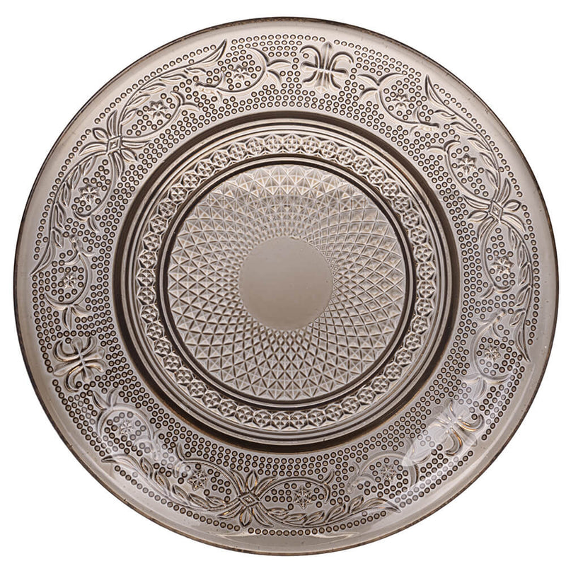 Set 6 Piatti Pane Ø15 cm  in Vetro VdE Tivoli 1996 Imperial Ecrù Ambra e Fumè