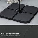 Base per Ombrellone 4 Pezzi in HDPE Riempibili 104x104x7.5 cm Nera 
