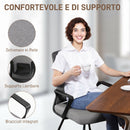 Sedia Ufficio Senza Ruote 57x56x97 cm in Tessuto Rete Trasparente Grigio Scuro      