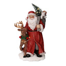 Babbo natale in resina con renna rosso con led cm 11,5x11xh21