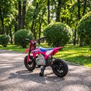 Moto Elettrica per Bambini 3+ Anni Licenza Honda CRF 450R 104x55x67 cm 12 V con Batteria al Litio e Sospensioni in ABS Rosa      