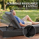 Set 2 Sdraio da Giardino 184x60x22 cm con Tavolino Laterale e Schienale Regolabile in Rattan Grigio Scuro      