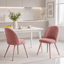 Set 2 Sedie da Pranzo 51x54x84 cm con Seduta Imbottita e Gambe in Metallo in Velluto Rosa      