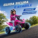 Quad Elettrico per Bambini 18-48 Mesi 6 V 2 km/h 67x38,5x43 cm con Marce Avanti Portata 25 kg in PP e Acciaio Fucsia      