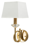 Lampada da Muro Salisburg 18x24x40 cm in Ferro e Vetro e Tessuto Oro e Bianco      