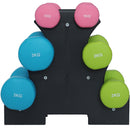 Set 6 Manubri Palestra con Stand Appoggio 2x1kg+2x2kg+2x3kg Pesi Sport Fitness