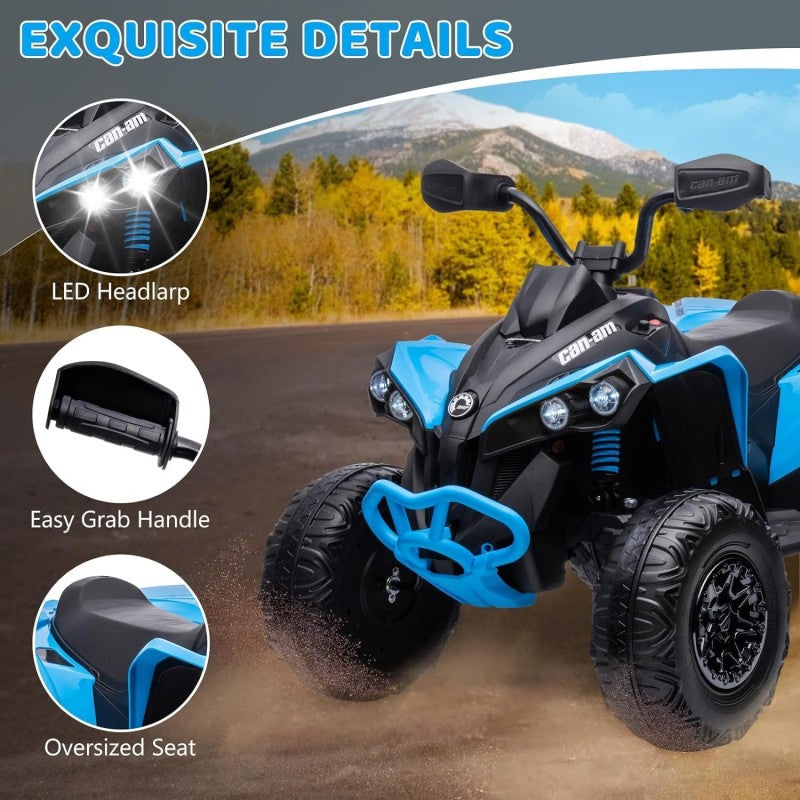Quad Elettrico per Bambini Licenza Can-Am Renegade 12V ATV Telecomando e Ammortizzatori Blu  