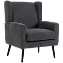 Poltrona Camera da Letto 72x72x95 cm Stile Moderno di Metà Secolo con Gambe in Legno di Caucciù in Ciniglia Grigio Scuro      