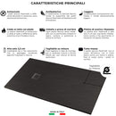 Piatto Doccia in Pietra  Pedrinelli Ardesia Stone Side Grigio Scuro Varie Misure