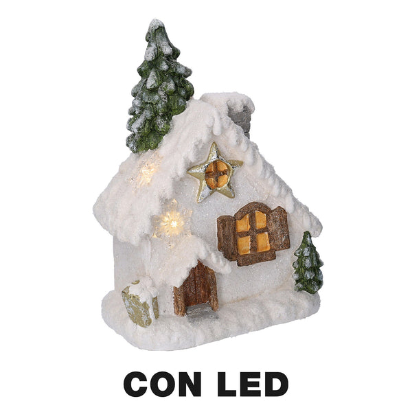 prezzo Casetta in Resina con albero con Led bianco cm 26,5x17xh36
