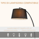 Lampada da Terra ad Arco in Metallo con Paralume in Tessuto   Nera