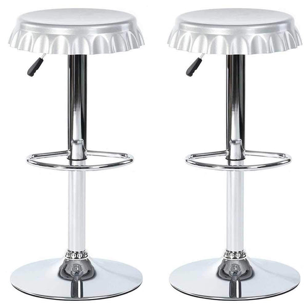Set 2 Sgabelli Bar Cucina Seduta Forma Tappo Bottiglia Sgabello Girevole Silver sconto