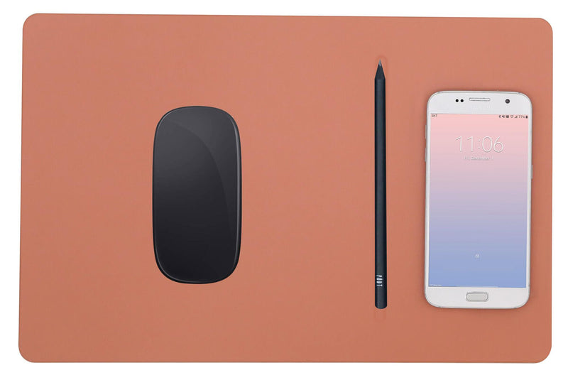 Tappetino per Mouse 34,6x22,5x0,5 cm con Base di Ricarica Wireless Veloce Terracotta