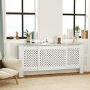 Copritermosifoni a Griglia Incrociata 136-200x21,5x91,7 cm con Lunghezza Regolabile in MDF Bianco      