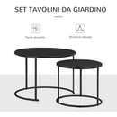 Set 2 Tavolini Bassi Sovrapponibili in Ferro Nero