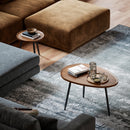 Set 2 Tavolini da Salotto Sovrapponibili in MDF e Gambe in Metallo Colore Legno Scuro    