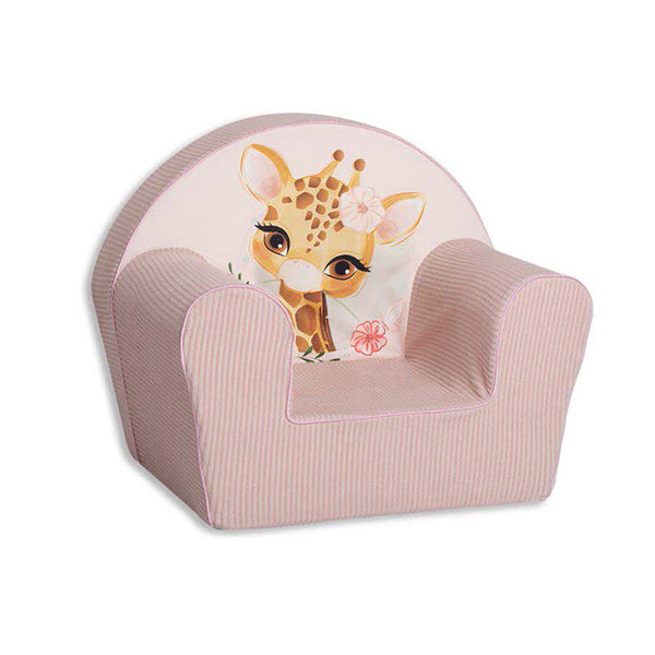 sconto Poltroncina per Bambini 42x31x50 cm in Velluto e Cotone Giraffa Rosa