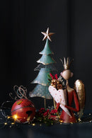 Addobbi Natalizi Sfera da Appendere Ø 20 cm in Metallo Rosso e Verde