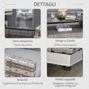 Set Salotto da Giardino Divano 2 Poltrone e Tavolino in Rattan Polietilene Grigio