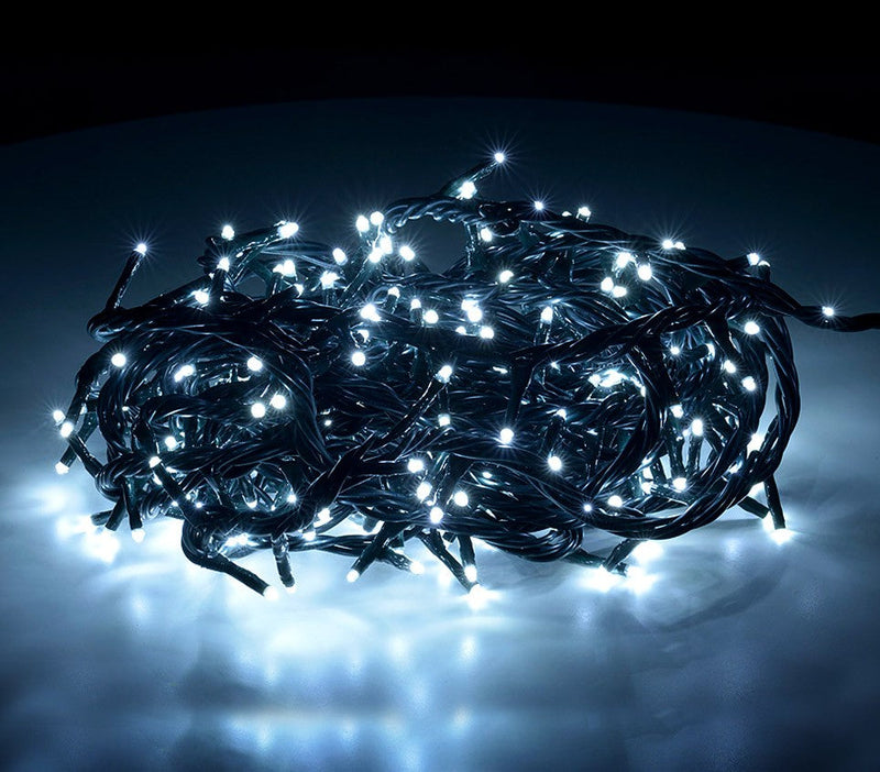 Minilucciole natalizie 240 led bianchi 8 giochi di luci 11,56 metri