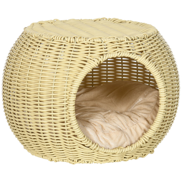online Cuccia Casetta per Gatti Ø40x30 cm in Rattan PE Beige