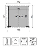 Casetta Box Da Giardino 220x220x187-215 cm Porta Doppia con Serratura Lea in Legno di Abete Grezzo